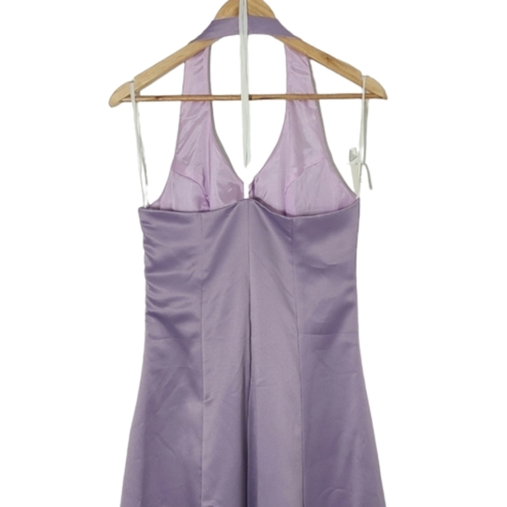 Vintage 90s Seasons Design Inc Lilac Silver Halter Prom Dress Embellished Size M - Picture 10 of 13